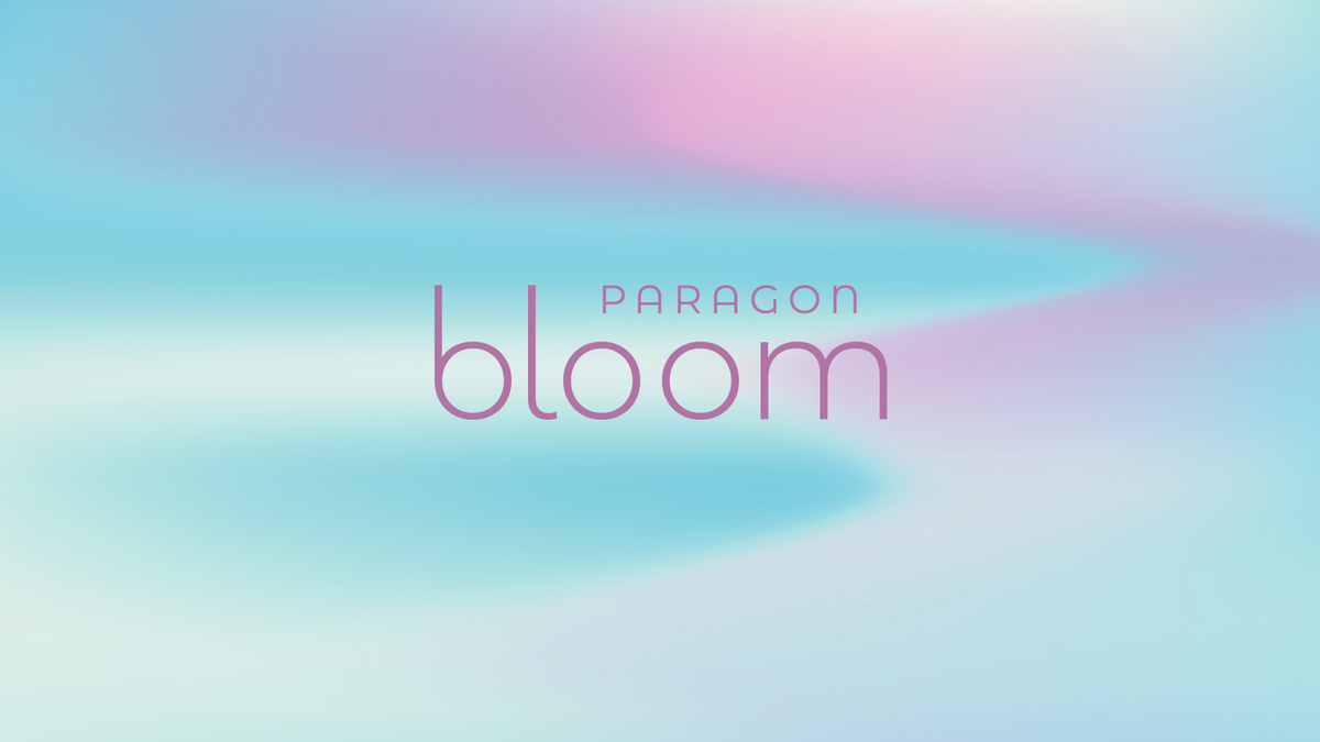 Das Logo von Paragon Bloom steht vor einem blau violetten Hintergrund.