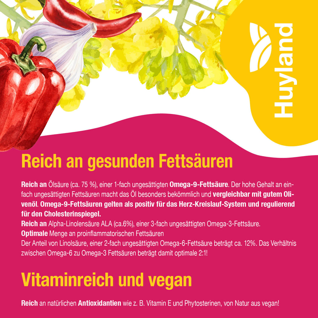 Huyland Harzer Rapsöl für Grillgemüse und Steaks (250 ml)