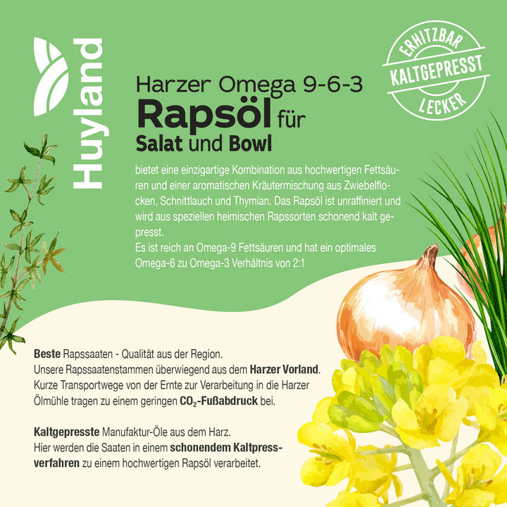 Huyland Harzer Rapsöl für Salat und Bowl (250 ml)