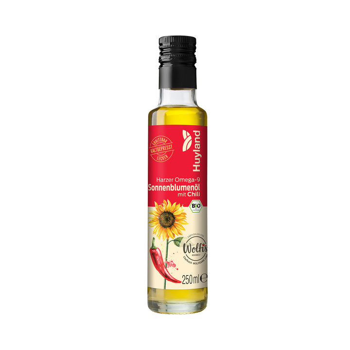 Huyland Harzer Bio Sonnenblumenöl mit Chili (250 ml)