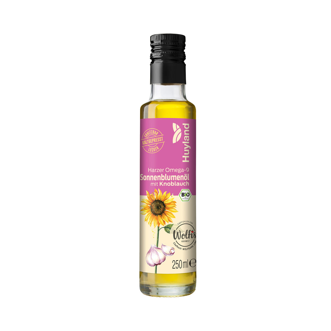 Huyland Harzer Bio Sonnenblumenöl mit Knoblauch (250 ml)