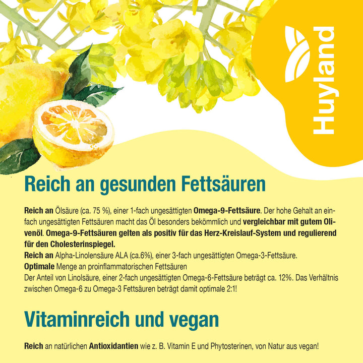 Huyland Harzer Rapsöl mit Zitrone (250 ml)