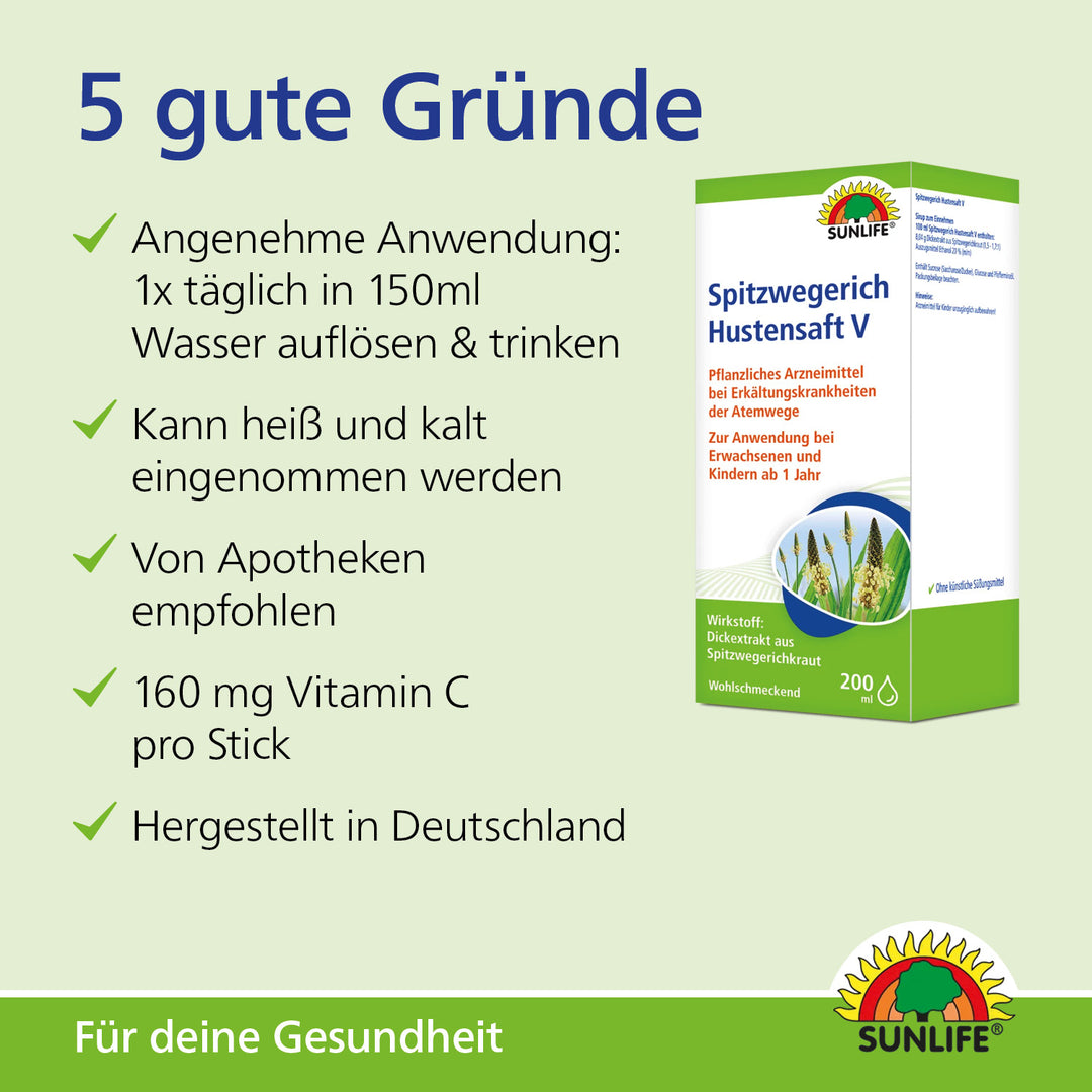 SUNLIFE Spitzwegerich Hustensaft (200 ml)