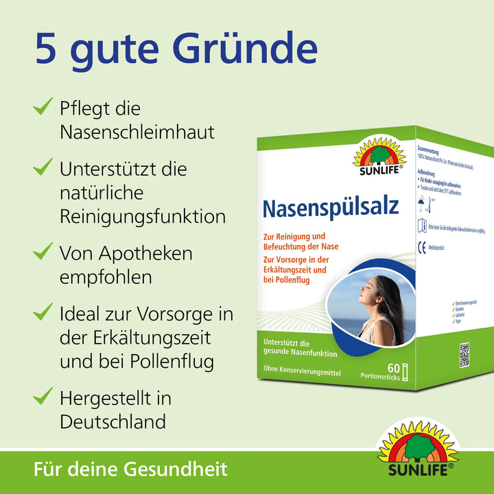 SUNLIFE Nasenspülsalz (60 Sticks)