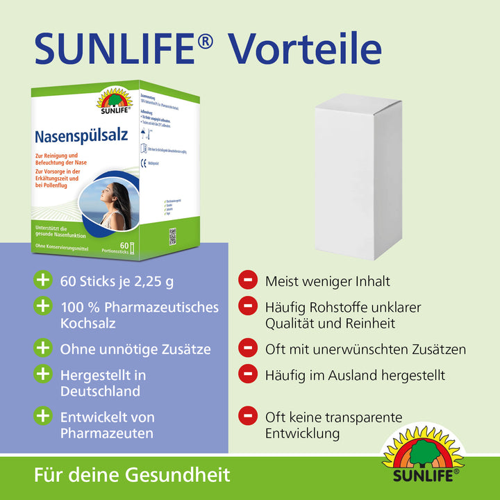 SUNLIFE Nasenspülsalz (60 Sticks)