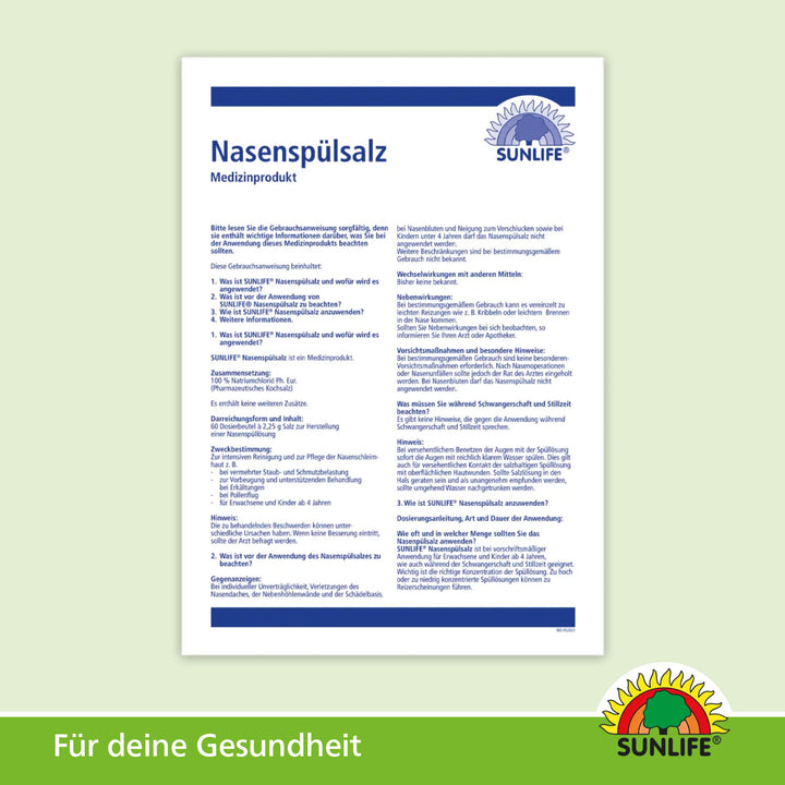 SUNLIFE Nasenspülsalz (60 Sticks)