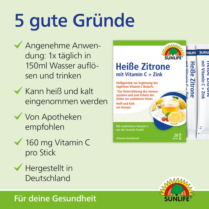 SUNLIFE Heiße Zitrone + Acerola (20 Sticks)