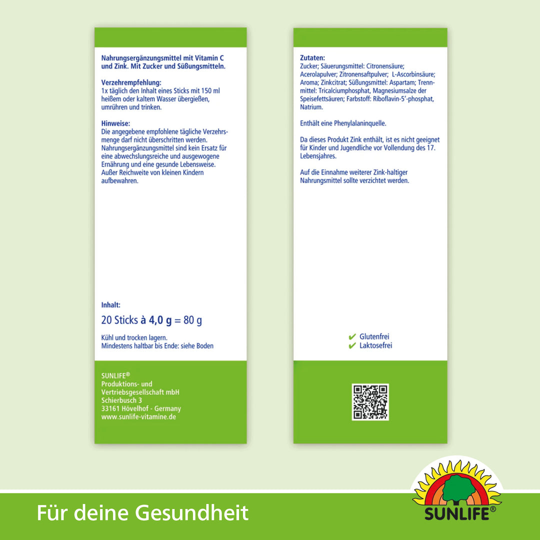 SUNLIFE Heiße Zitrone + Acerola (20 Sticks)