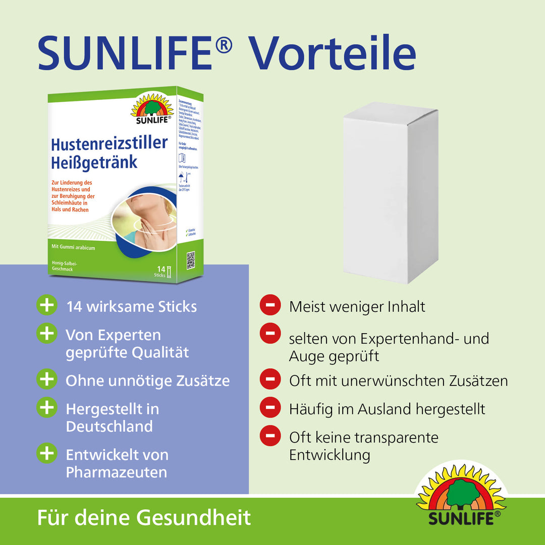 SUNLIFE Hustenreizstiller Heißgetränk (14 Sticks)