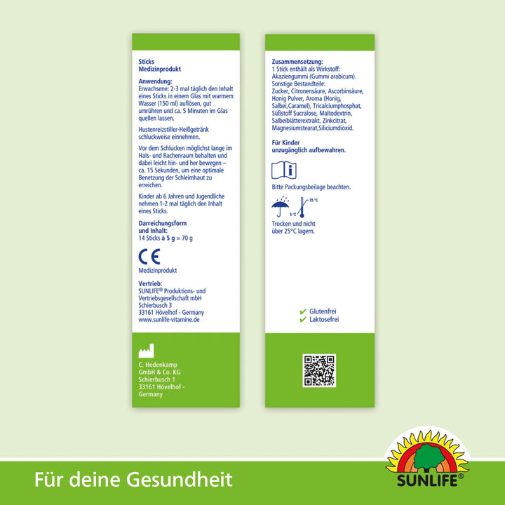 SUNLIFE Hustenreizstiller Heißgetränk (14 Sticks)