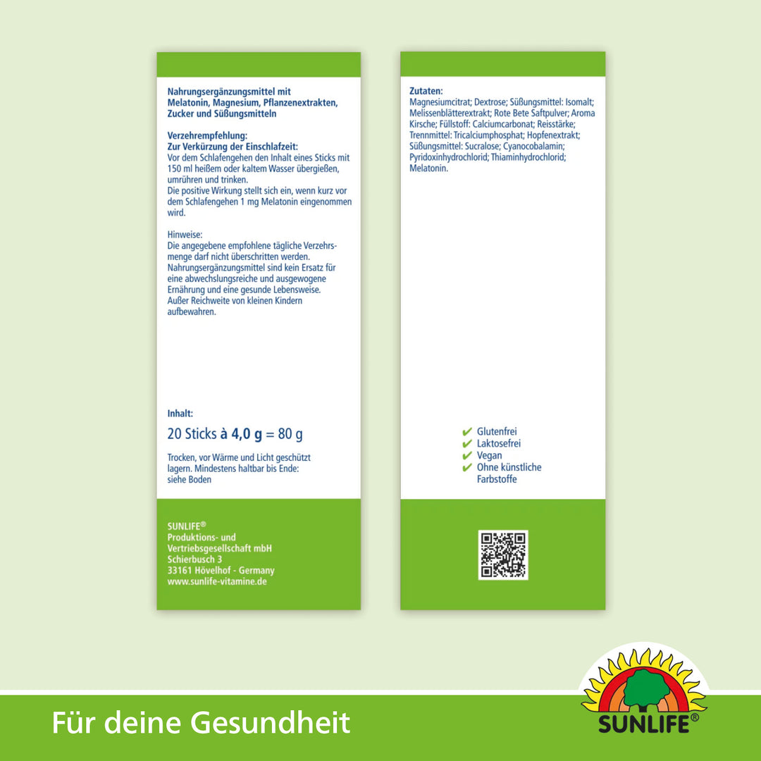 SUNLIFE Melatonin Heißgetränk (20 Sticks)