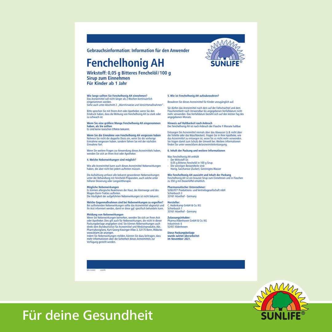 SUNLIFE Fenchelhonig AH (350 g)