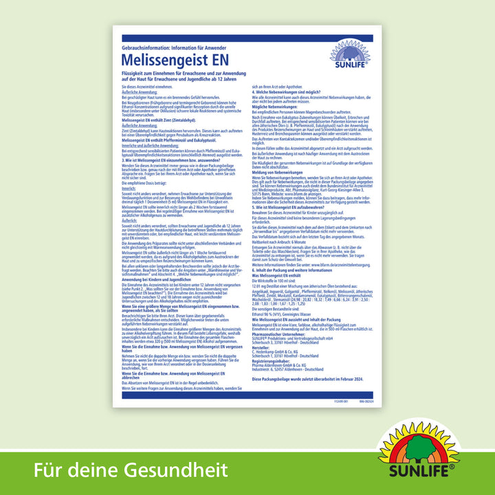 SUNLIFE Melissengeist (500 ml)