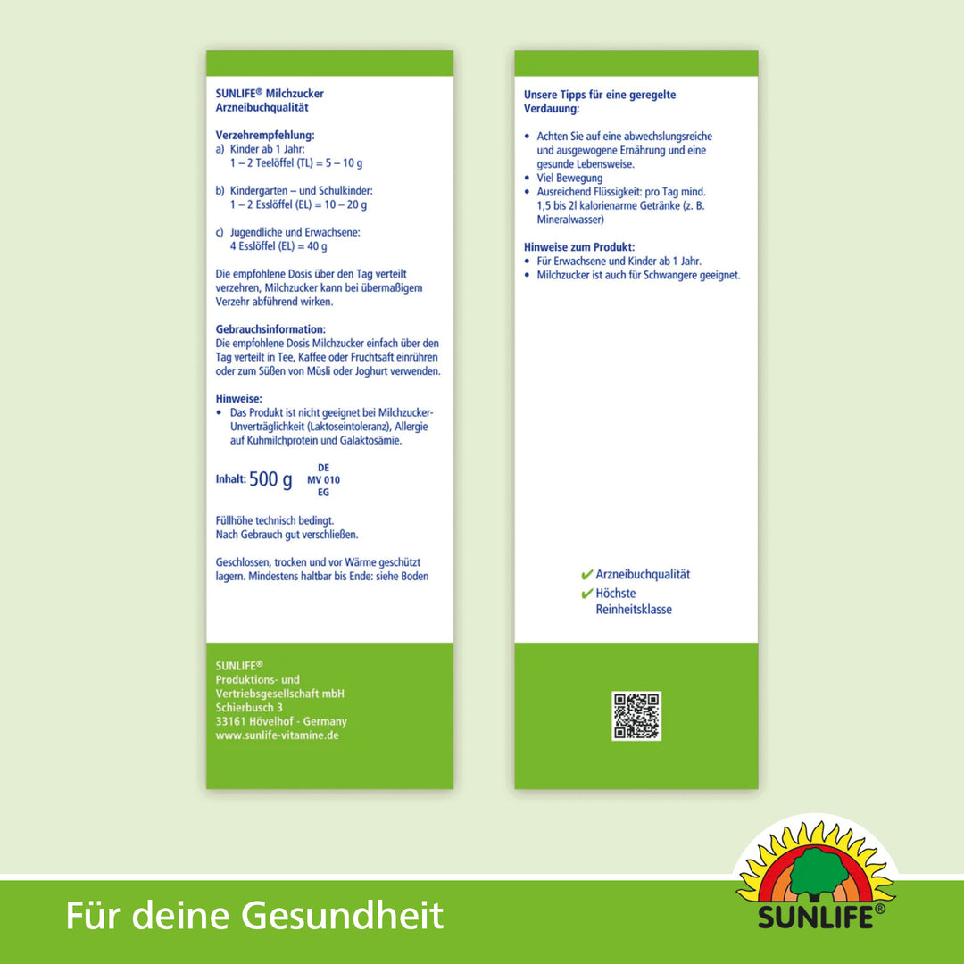 SUNLIFE Milchzucker (500 g)