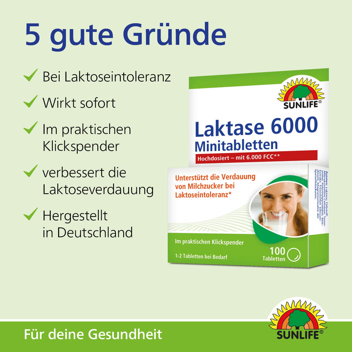 SUNLIFE Laktase 6.000 FCC Klickspender (100 Stk.)