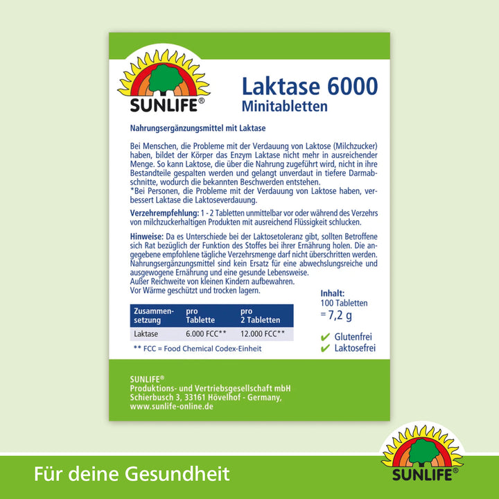 SUNLIFE Laktase 6.000 FCC Klickspender (100 Stk.)