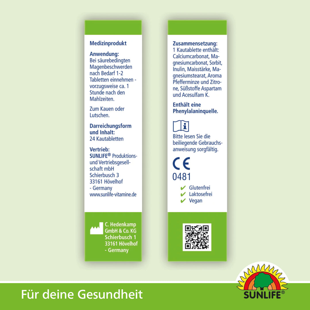 SUNLIFE Sodbrennen Akut Kautabletten (24 Stk.)