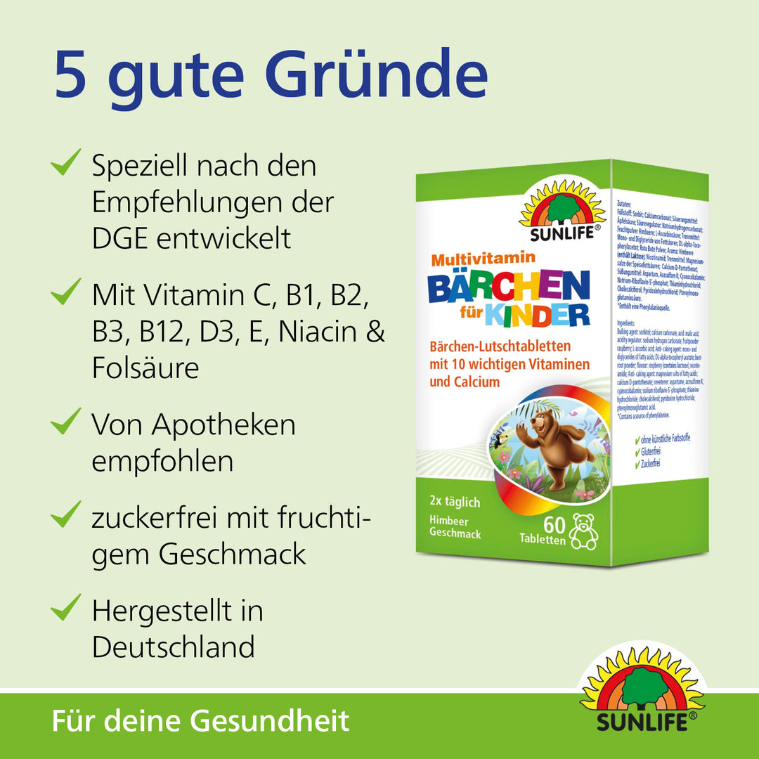 SUNLIFE Multivitamin Bärchen Lutschtabletten (60 Stk.)
