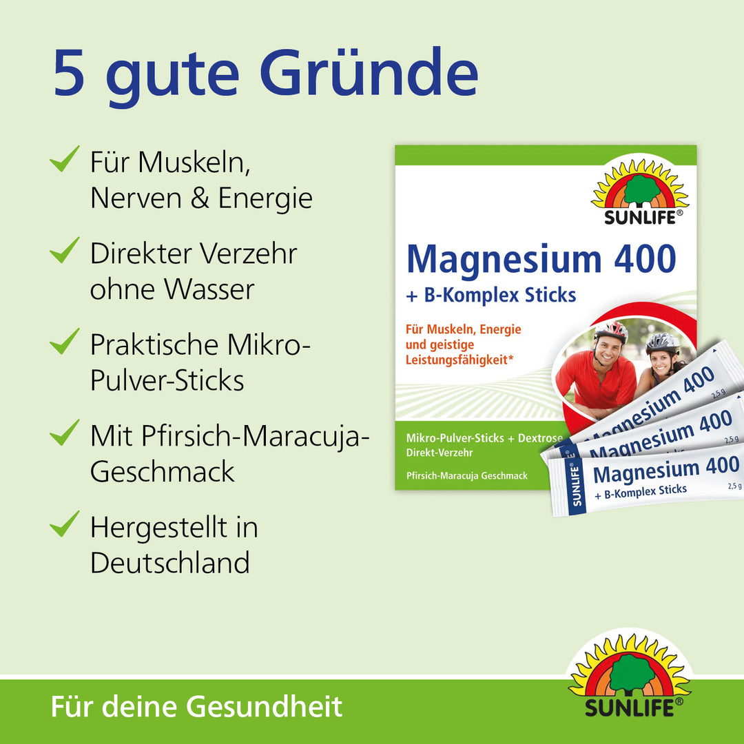 SUNLIFE Magnesium 400 + B-Komplex (20 Sticks)