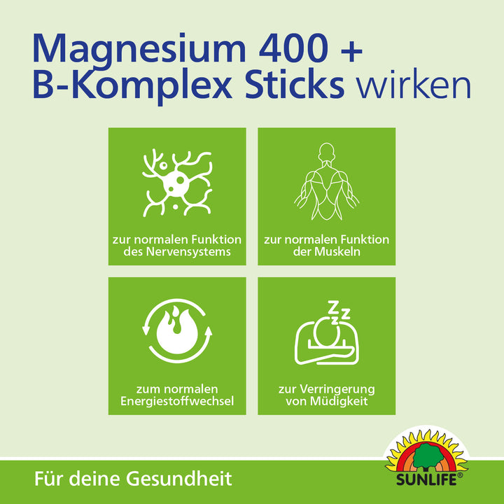 SUNLIFE Magnesium 400 + B-Komplex (20 Sticks)