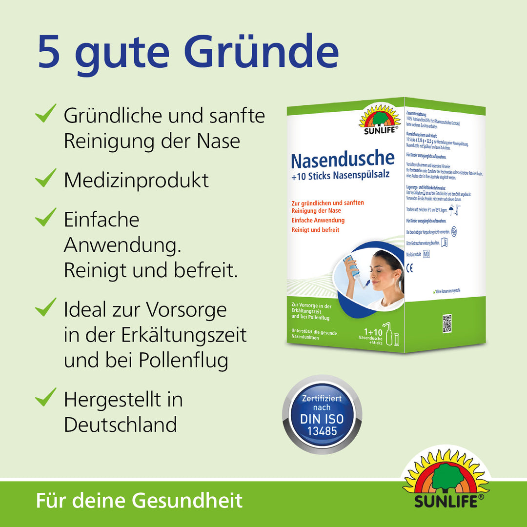 SUNLIFE Nasendusche & Nasenspülsalz (10 Sticks)