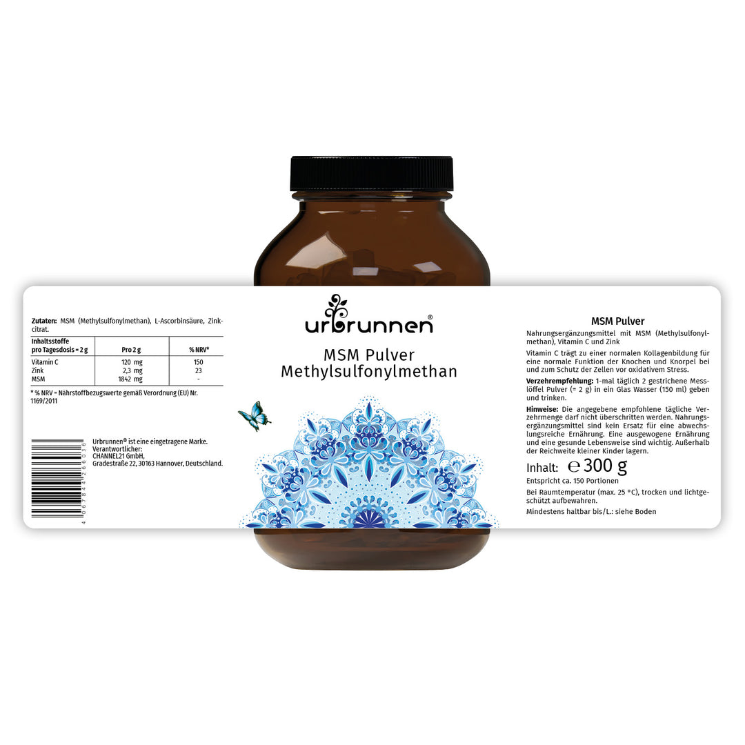 Urbrunnen MSM Pulver, 300 g