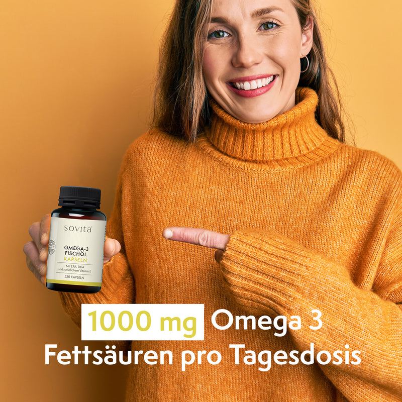 sovita Omega-3 Fischöl-Kapseln | 1000 mg Omega 3 Fettsäuren pro Tagesdosis